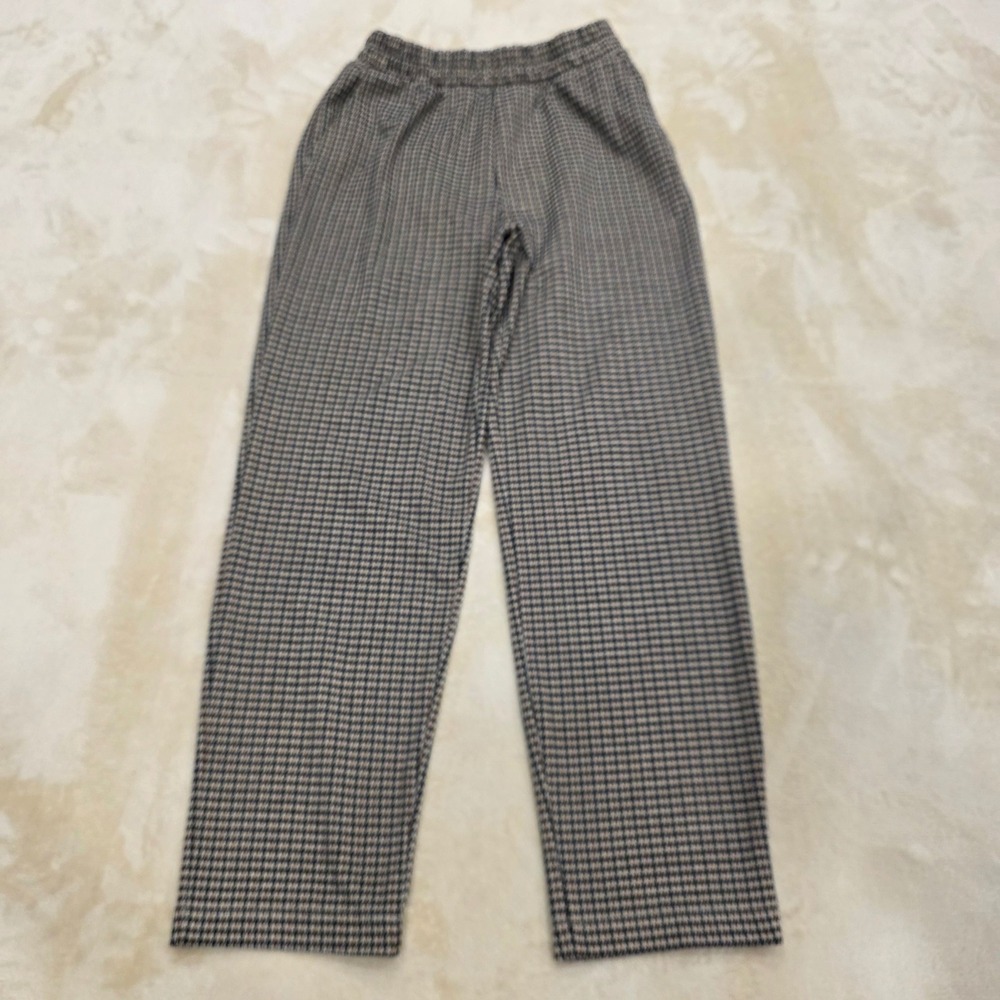 A New Day Womens XS Houndstooth Plaid Pull On Pants Elastic Waist Relaxed Fit